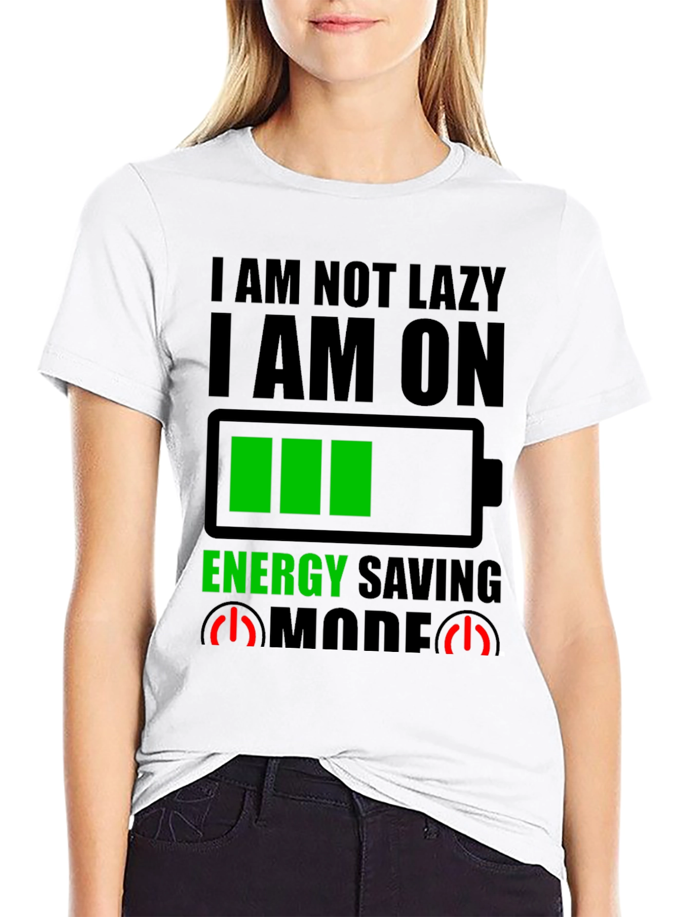 Energy Saving Mode Graphic Tee - Novelty T-Shirt