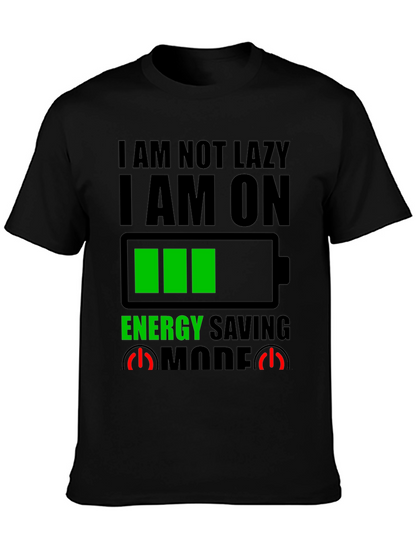 Energy Saving Mode Graphic Tee - Novelty T-Shirt