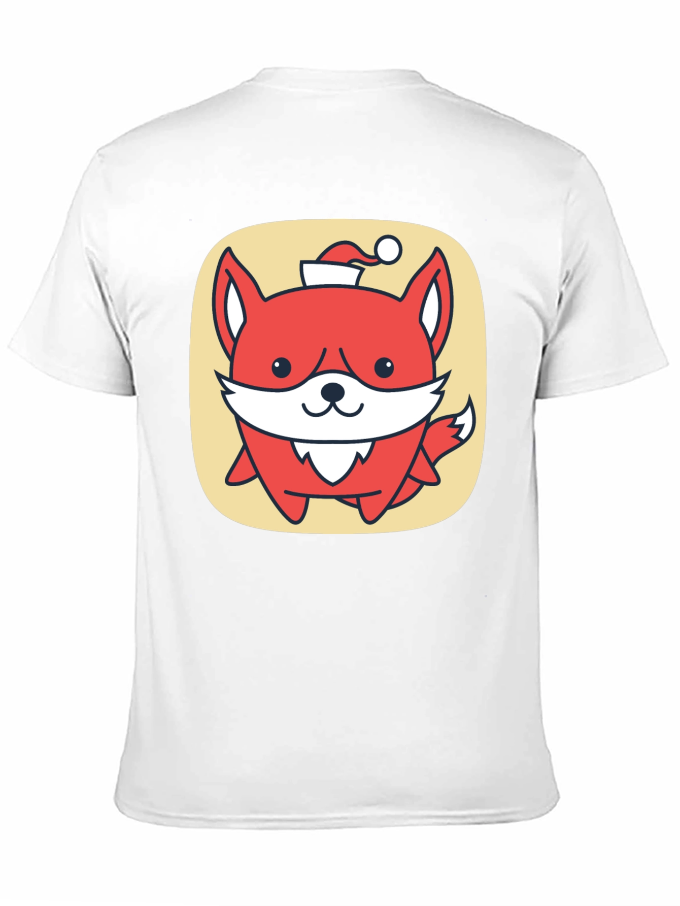 Cute Fox with Santa Hat Graphic Tee - Black