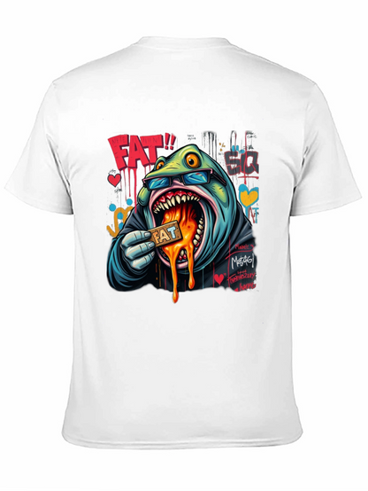 Cartoon FAT Graphic Print Crew Neck T-Shirt