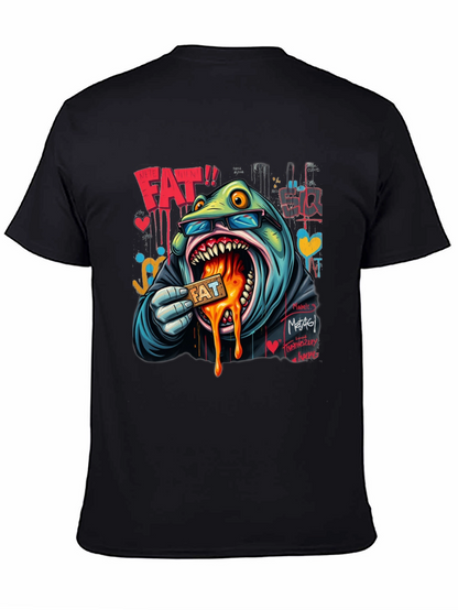 Cartoon FAT Graphic Print Crew Neck T-Shirt