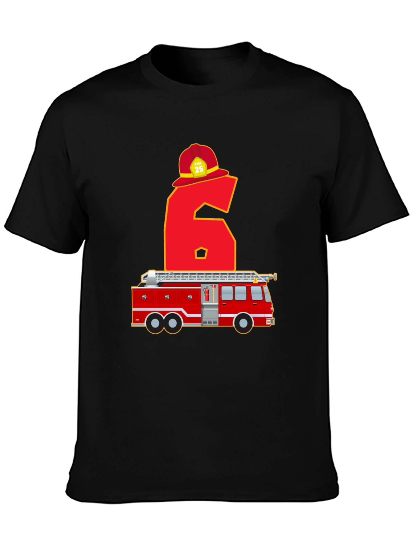 Fire Truck 6th Birthday T-Shirt