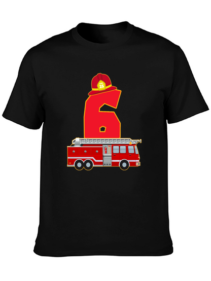 Fire Truck 6th Birthday T-Shirt