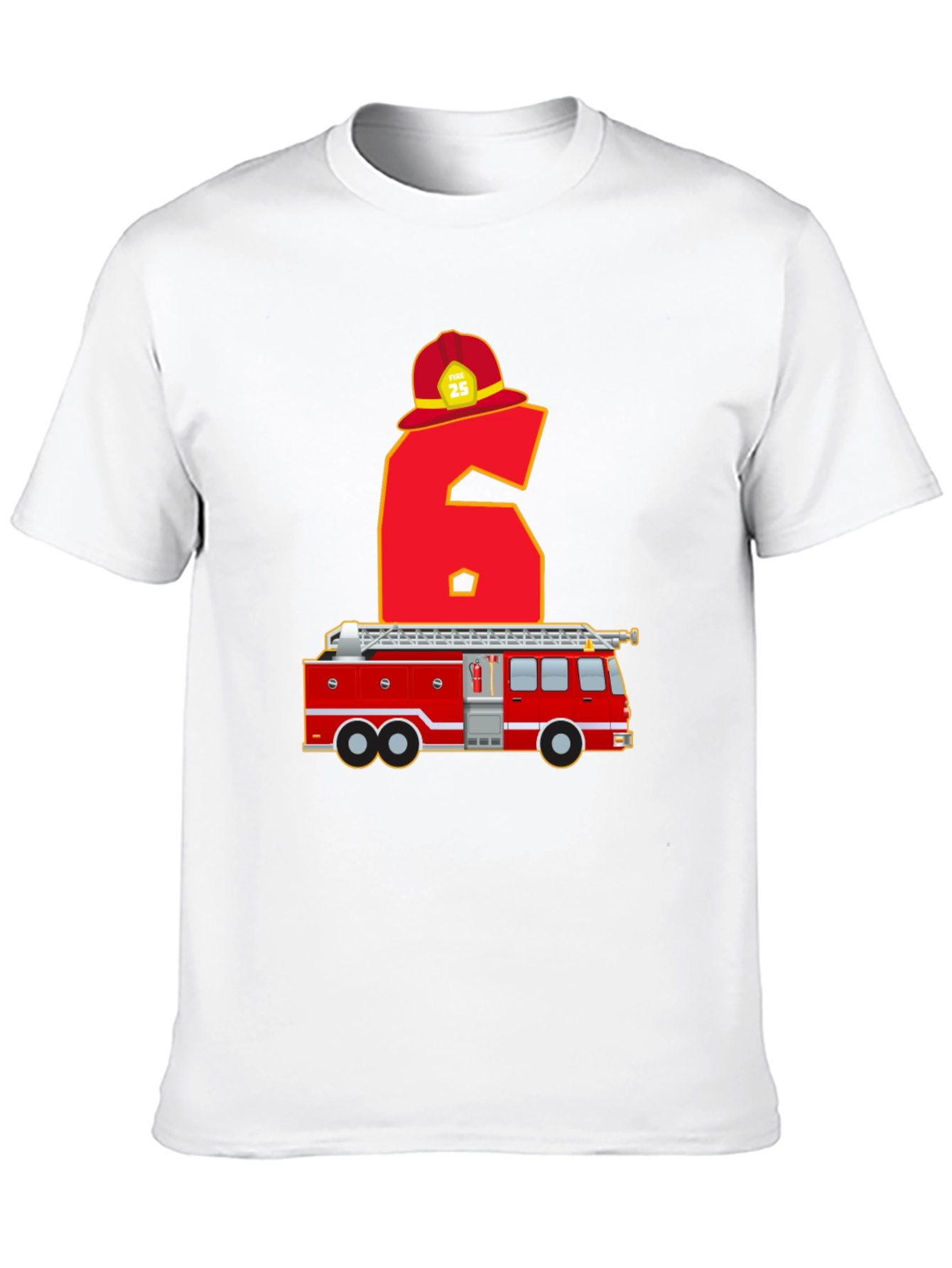 Fire Truck 6th Birthday T-Shirt