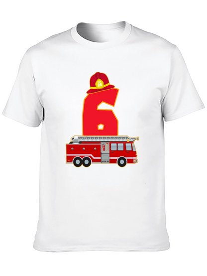Fire Truck 6th Birthday T-Shirt