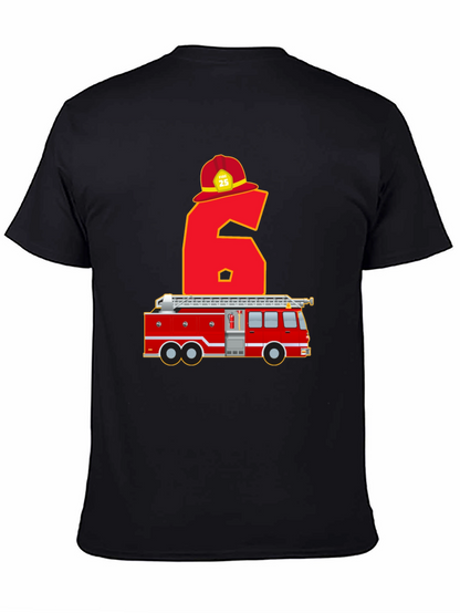 Fire Truck 6th Birthday T-Shirt