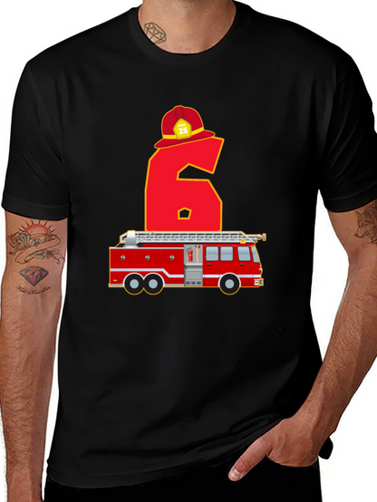 Fire Truck 6th Birthday T-Shirt