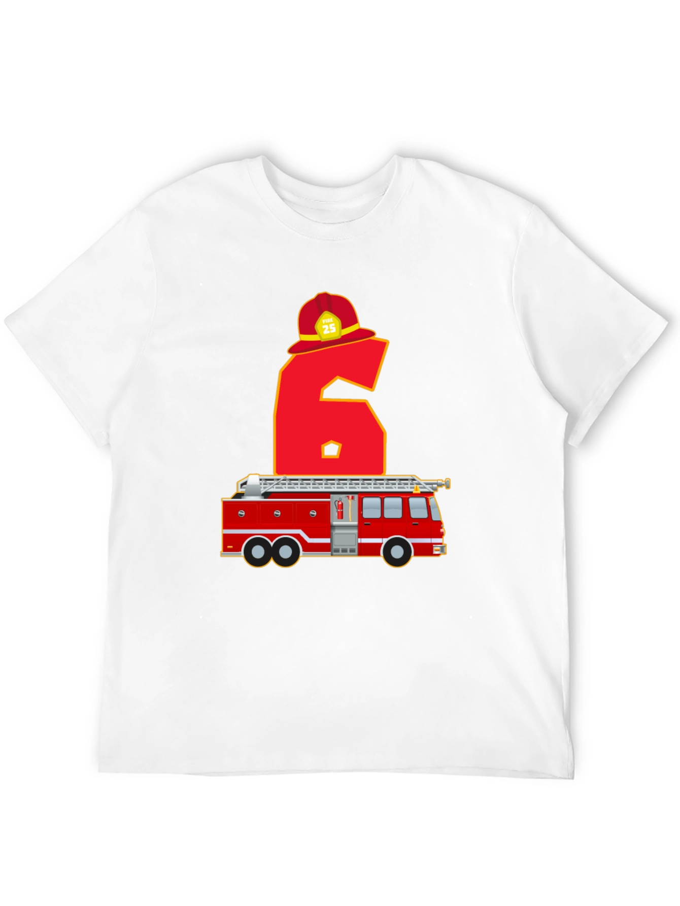 Fire Truck 6th Birthday T-Shirt