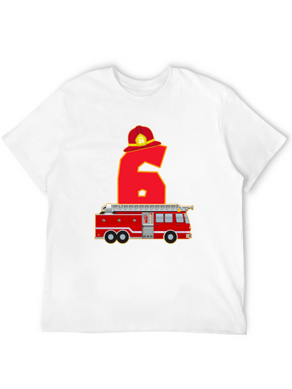 Fire Truck 6th Birthday T-Shirt