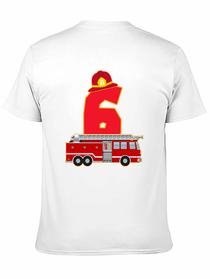 Fire Truck 6th Birthday T-Shirt
