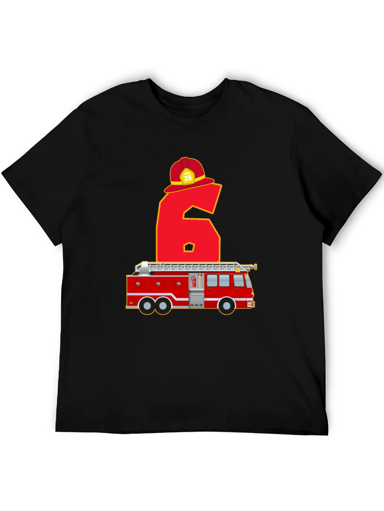Fire Truck 6th Birthday T-Shirt