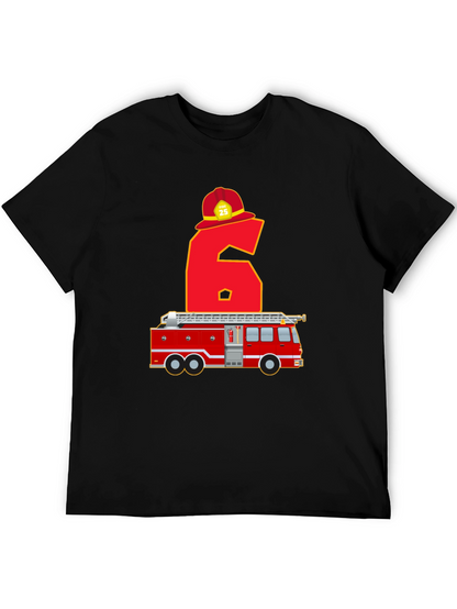 Fire Truck 6th Birthday T-Shirt