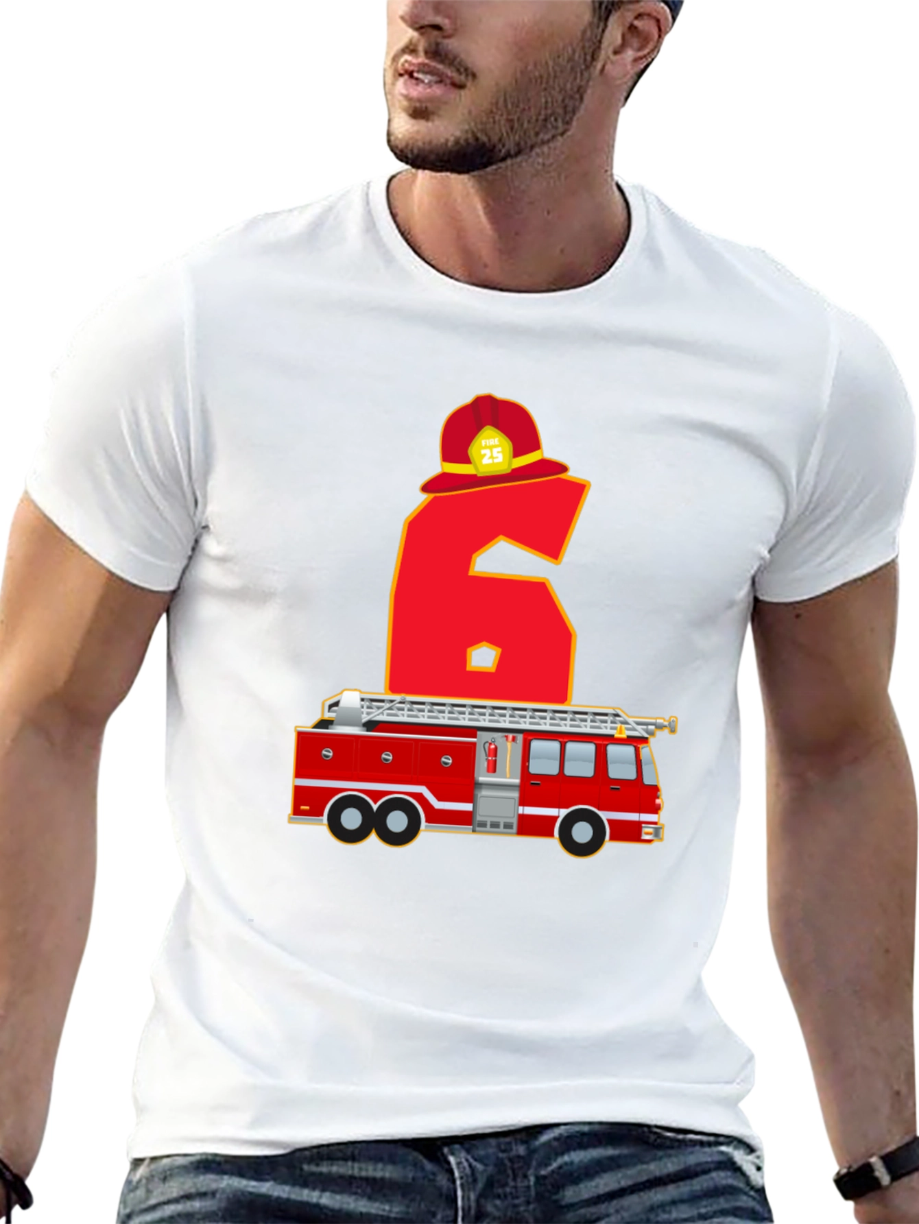 Fire Truck 6th Birthday T-Shirt