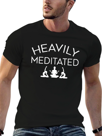 Heavily Meditated Black T-Shirt Yoga Design