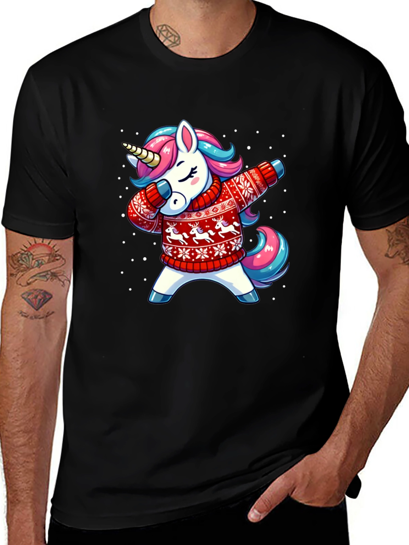 Dabbing Unicorn Christmas T-Shirt