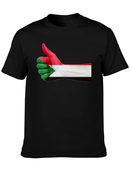 Sudan Flag Thumbs Up Black T-Shirt
