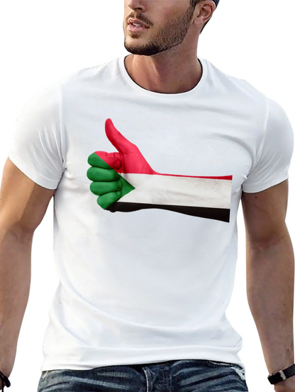 Sudan Flag Thumbs Up Black T-Shirt