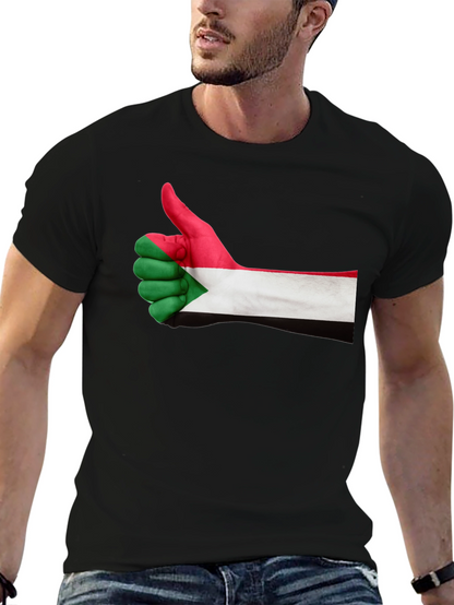 Sudan Flag Thumbs Up Black T-Shirt