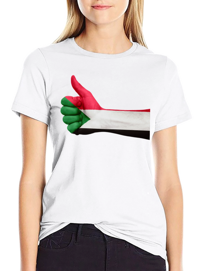 Sudan Flag Thumbs Up Black T-Shirt