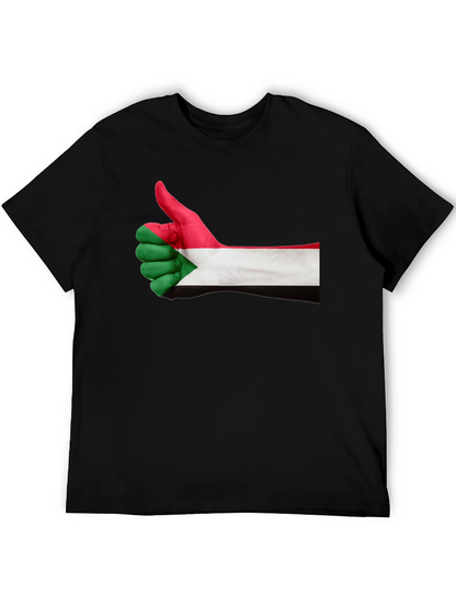 Sudan Flag Thumbs Up Black T-Shirt