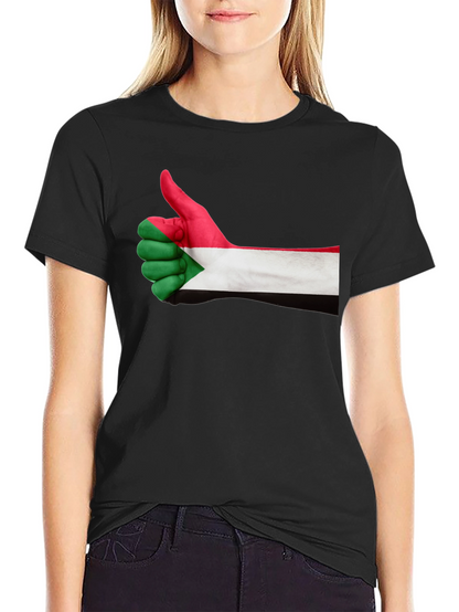 Sudan Flag Thumbs Up Black T-Shirt