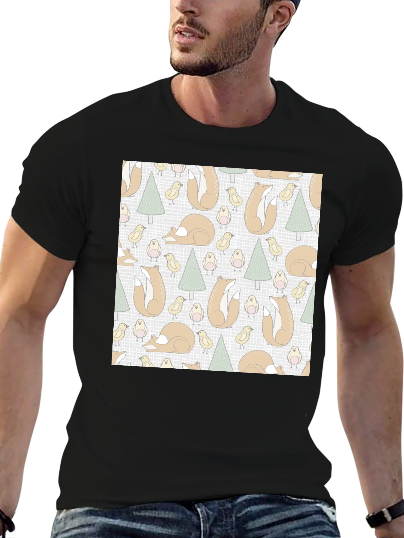 Fox and Bird Pattern Tee
