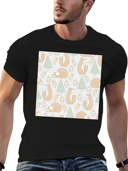 Fox and Bird Pattern Tee