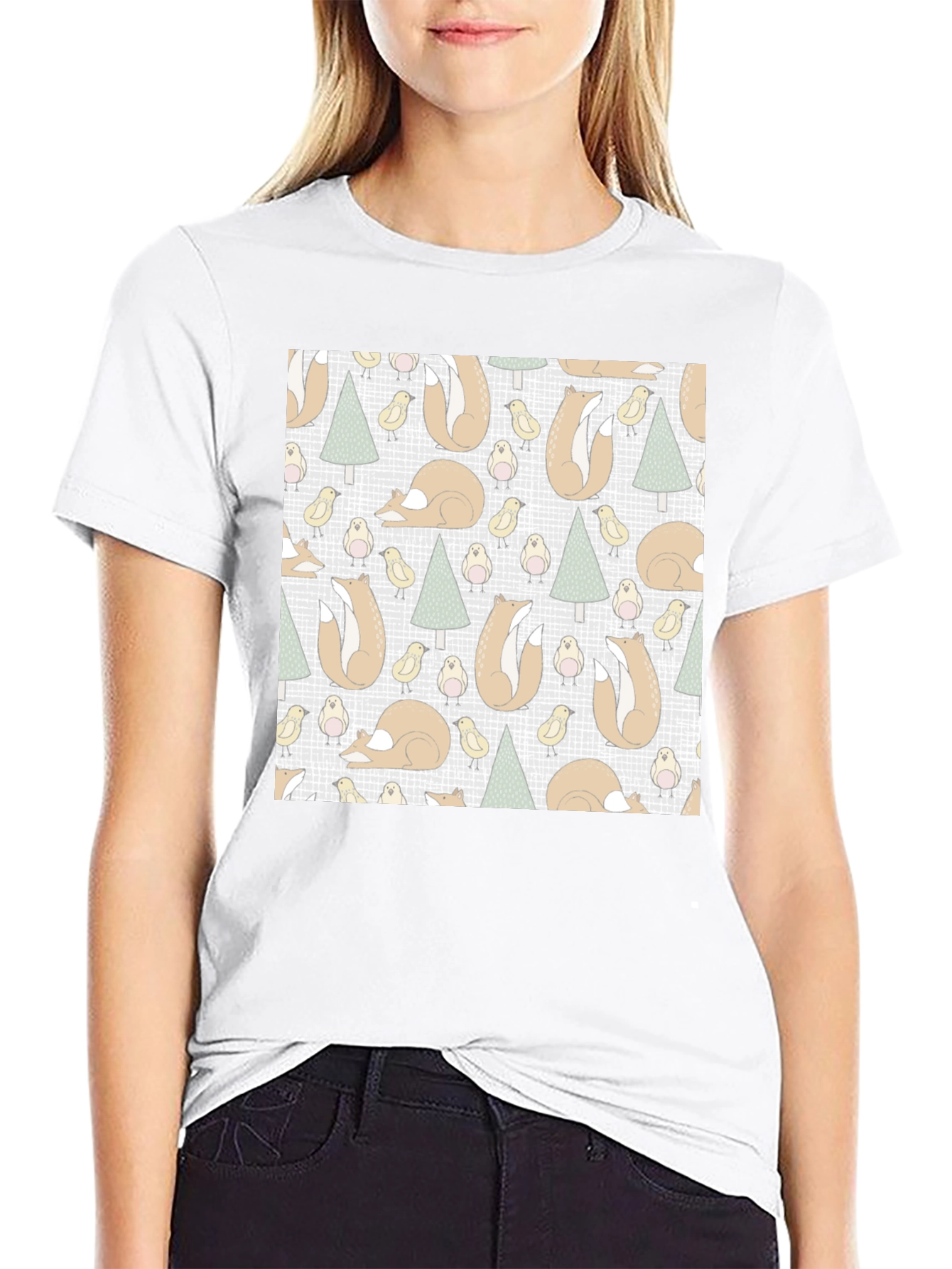 Fox and Bird Pattern Tee