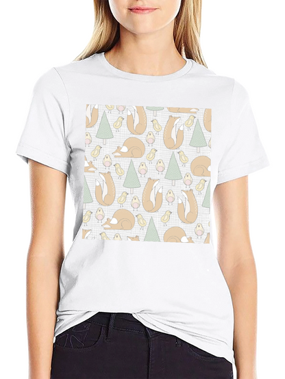 Fox and Bird Pattern Tee
