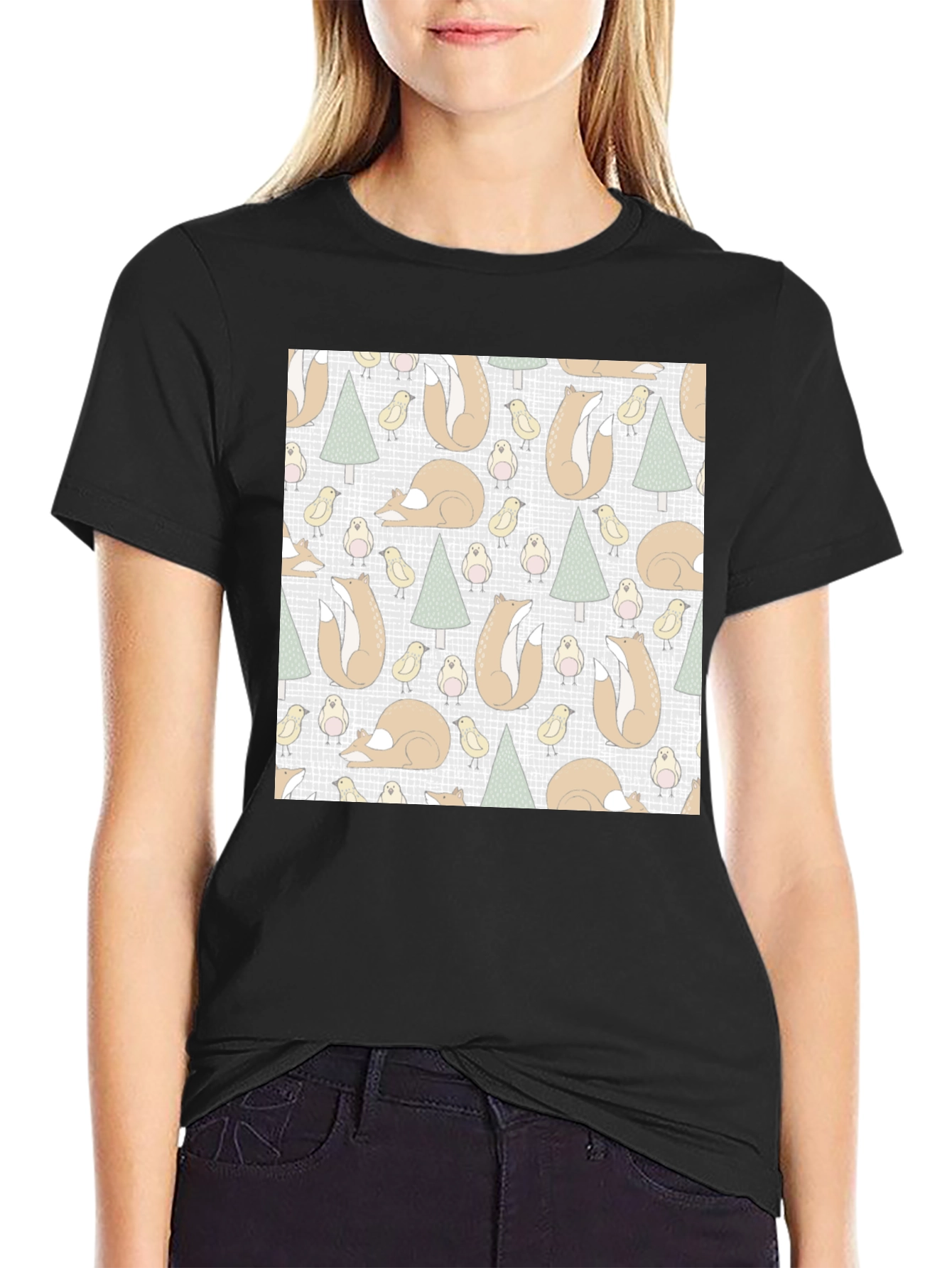 Fox and Bird Pattern Tee