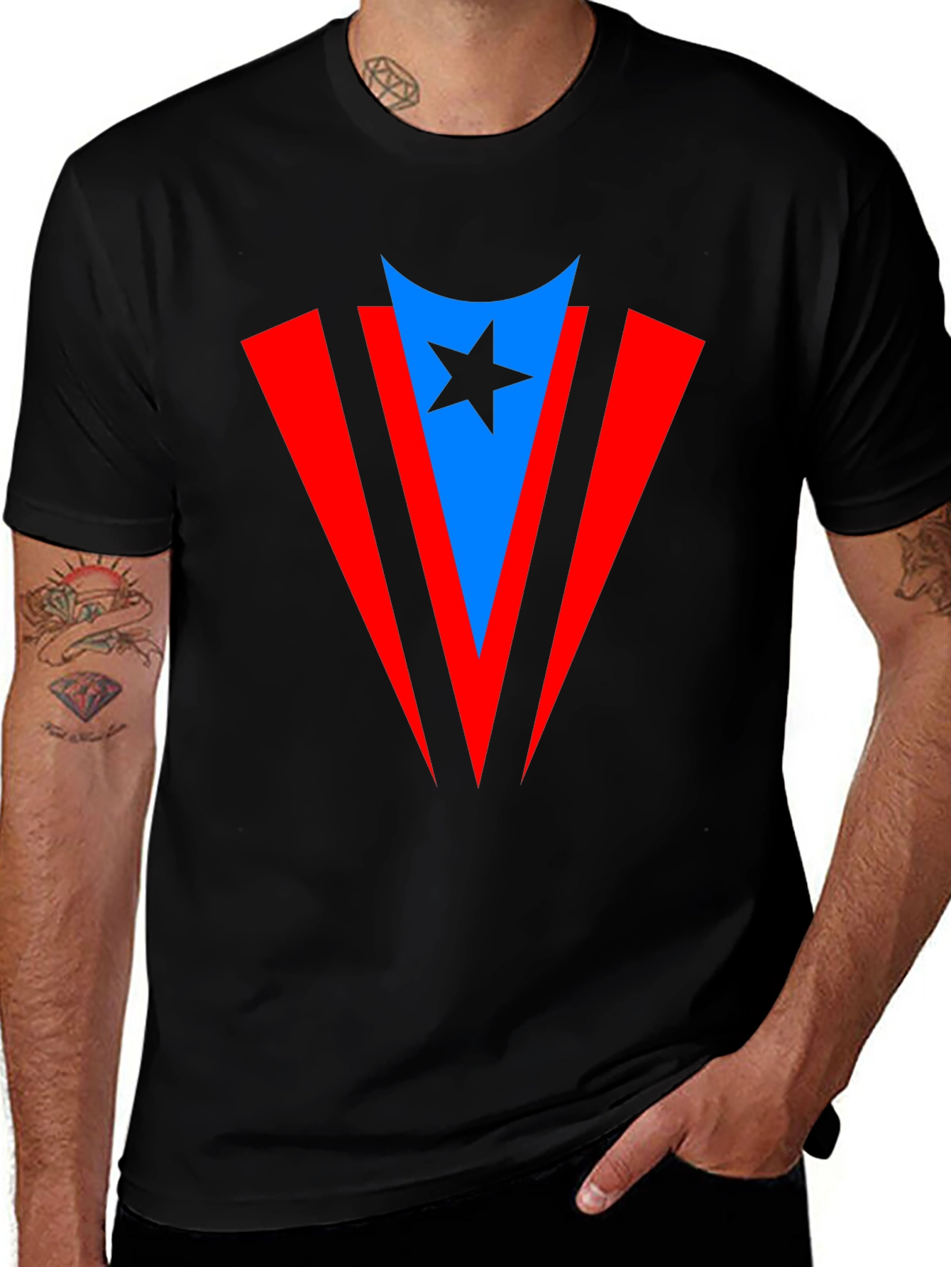 Puerto Rico Flag Inspired Star T-Shirt