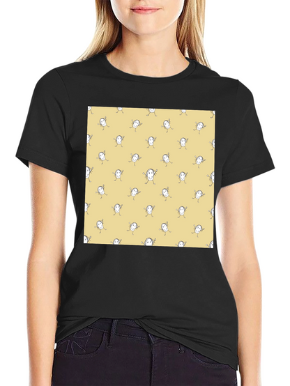 Funny Smiley Face Pattern Black T-Shirt