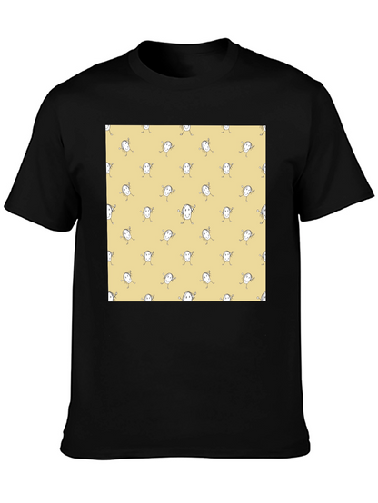 Funny Smiley Face Pattern Black T-Shirt