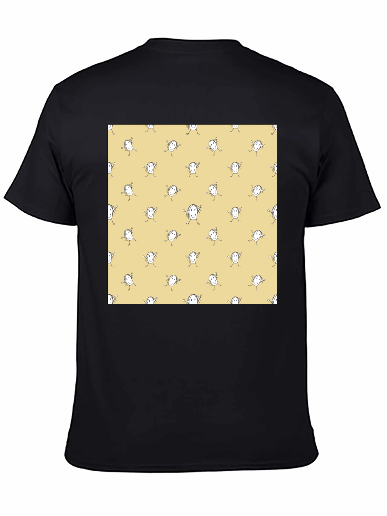 Funny Smiley Face Pattern Black T-Shirt