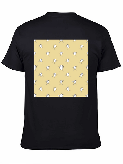 Funny Smiley Face Pattern Black T-Shirt