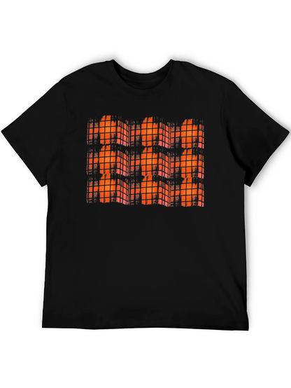 Orange Grid Black T-Shirt