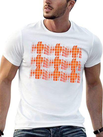 Orange Grid Black T-Shirt