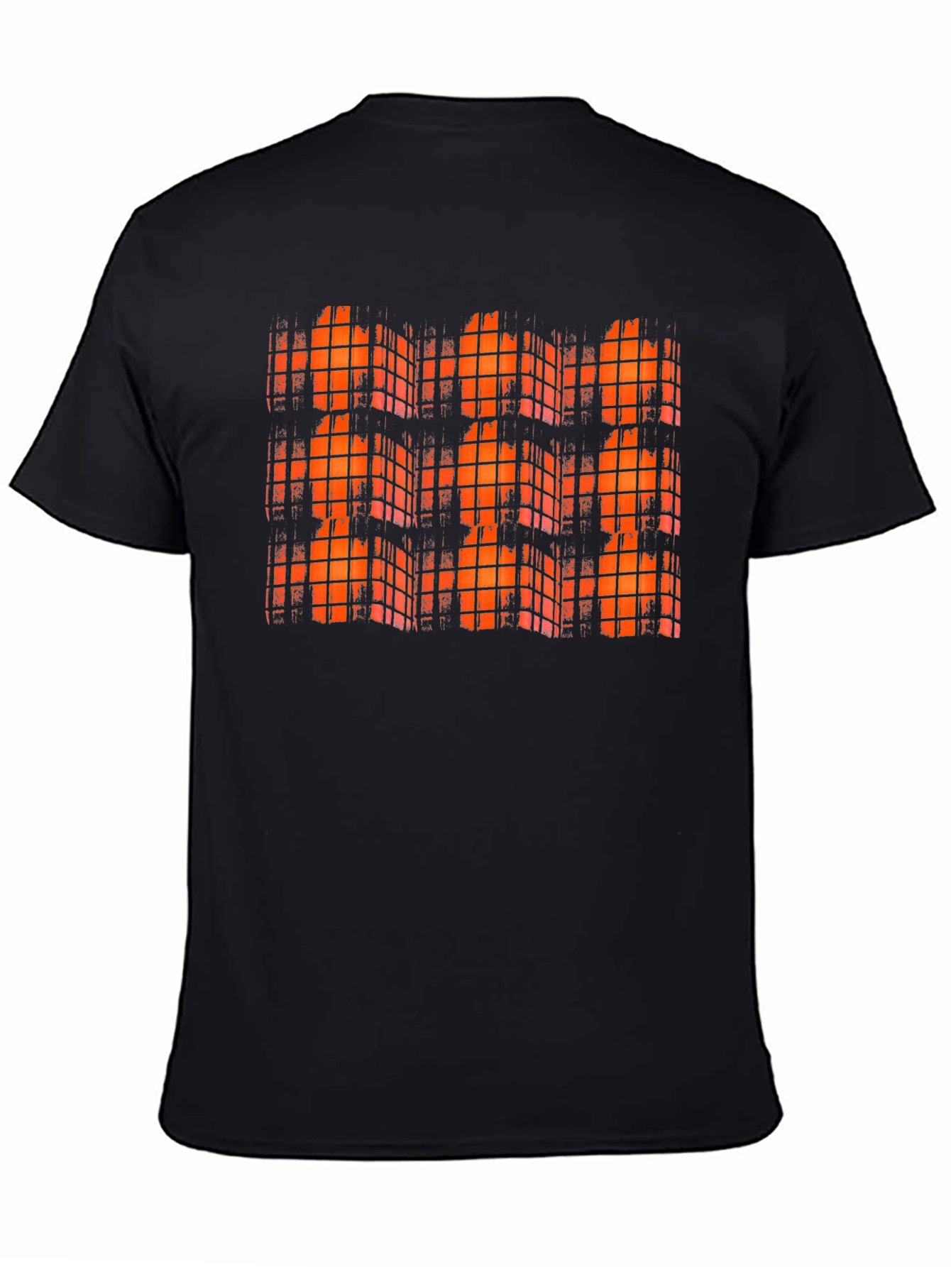 Orange Grid Black T-Shirt