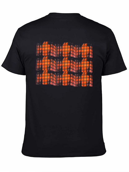 Orange Grid Black T-Shirt