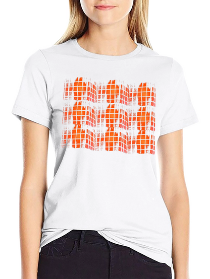 Orange Grid Black T-Shirt