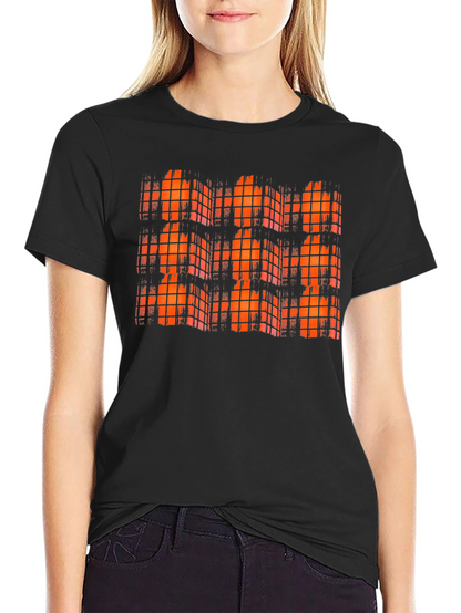 Orange Grid Black T-Shirt