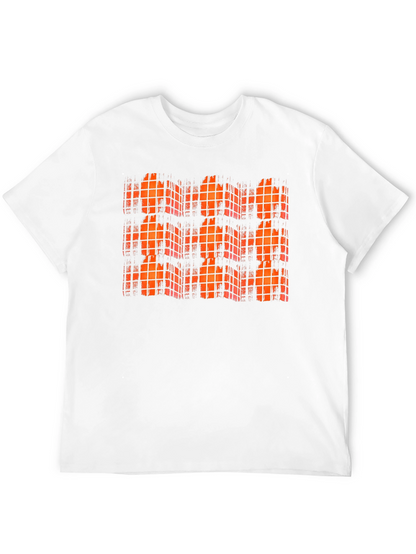 Orange Grid Black T-Shirt