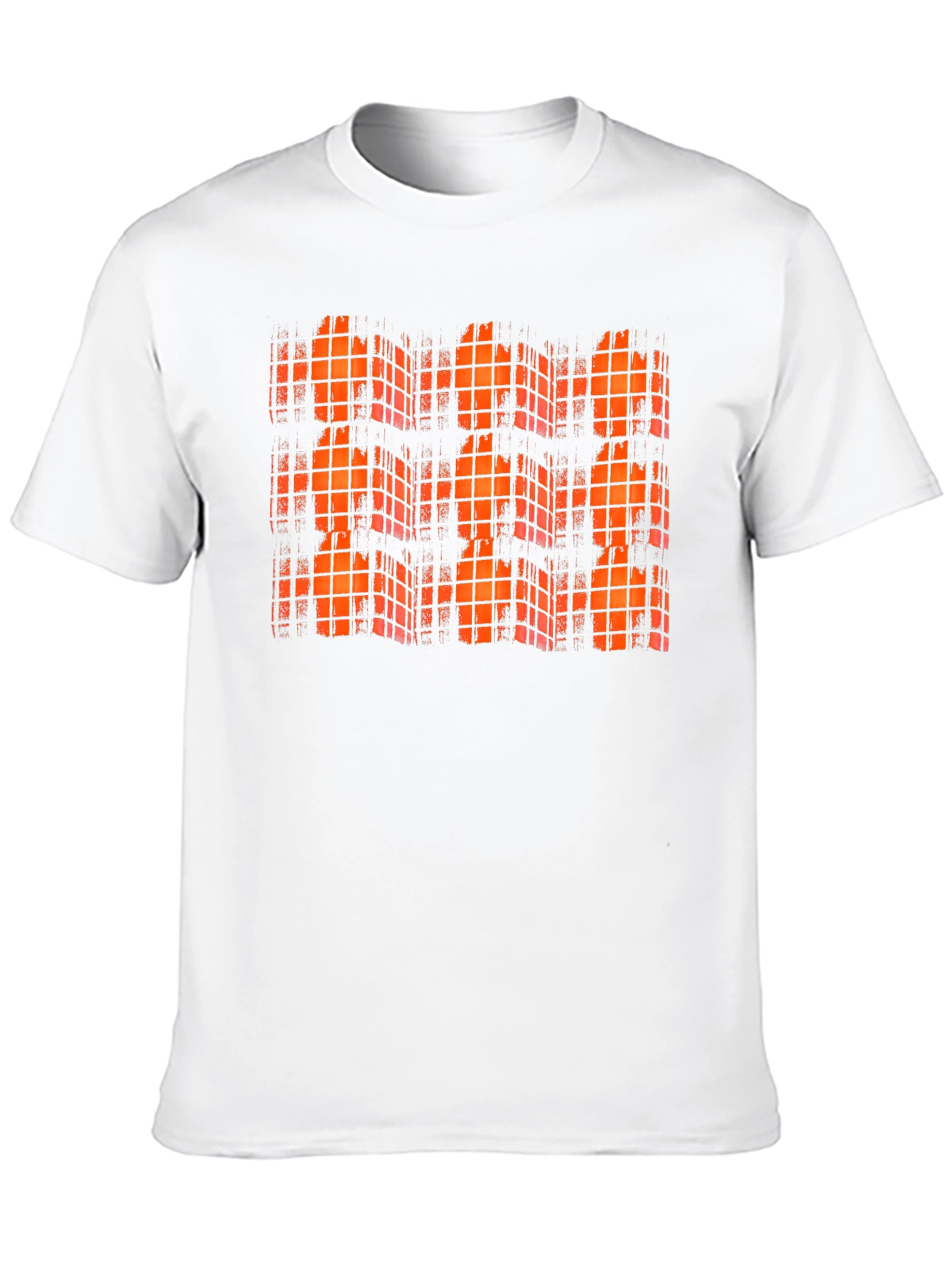 Orange Grid Black T-Shirt