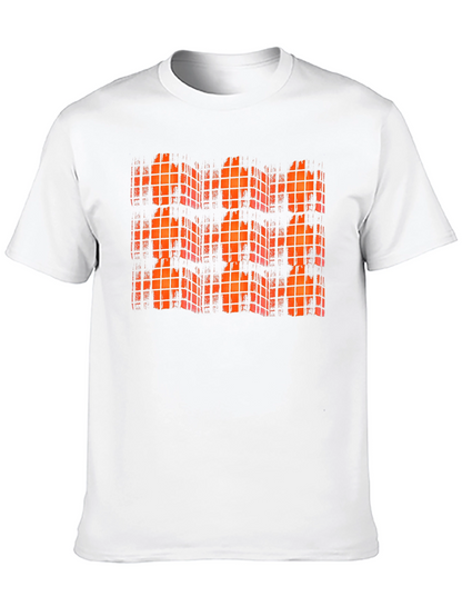 Orange Grid Black T-Shirt