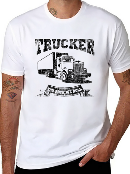 Trucker You Rock We Roll Black Graphic Tee