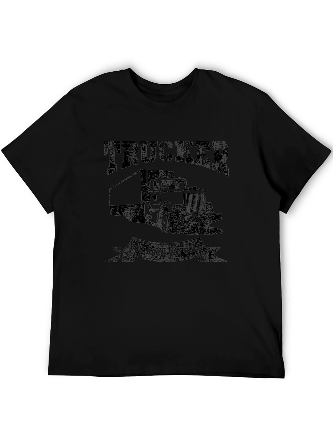 Trucker You Rock We Roll Black Graphic Tee