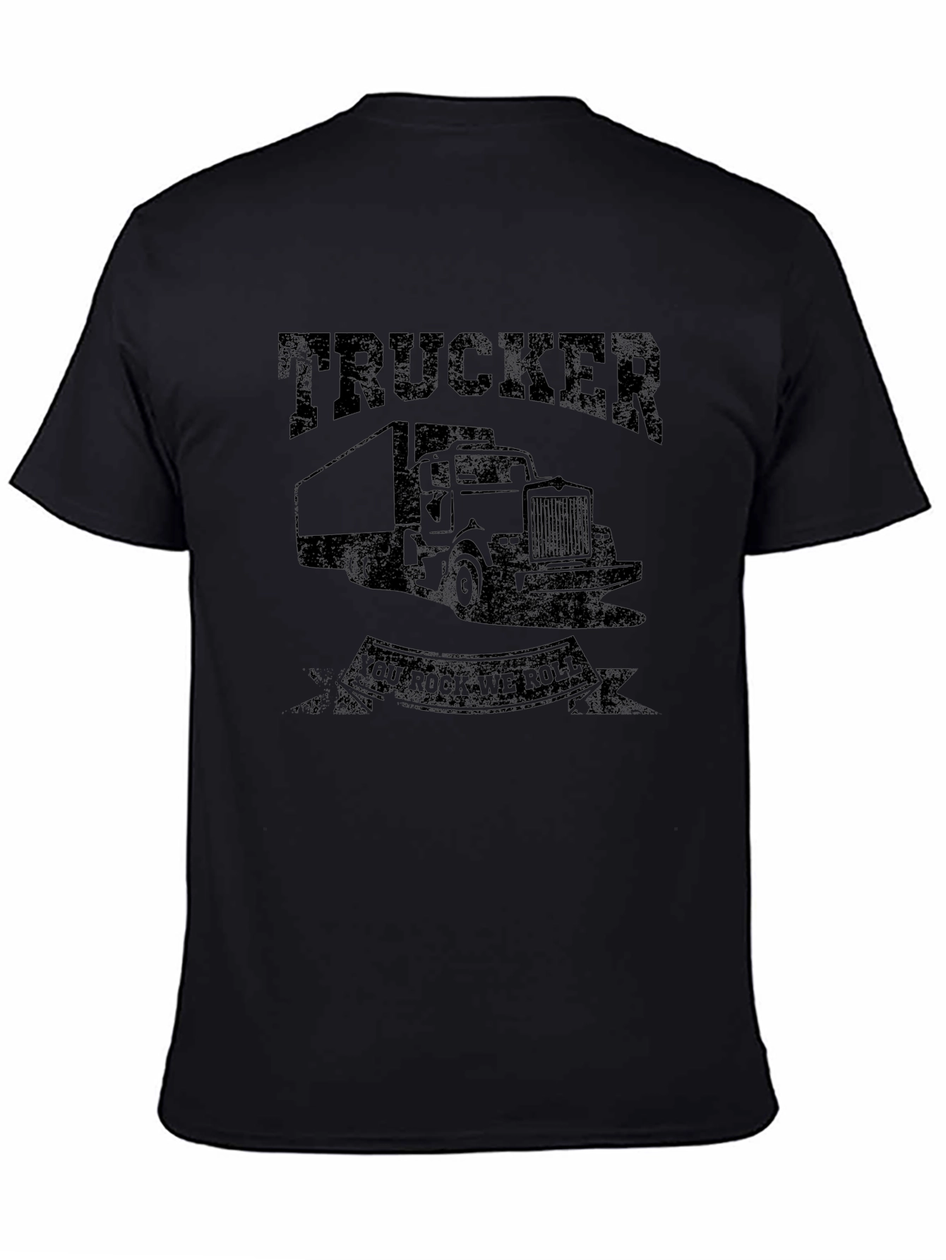 Trucker You Rock We Roll Black Graphic Tee