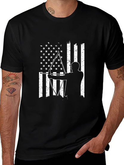 Archery American Flag Mens Black T-Shirt