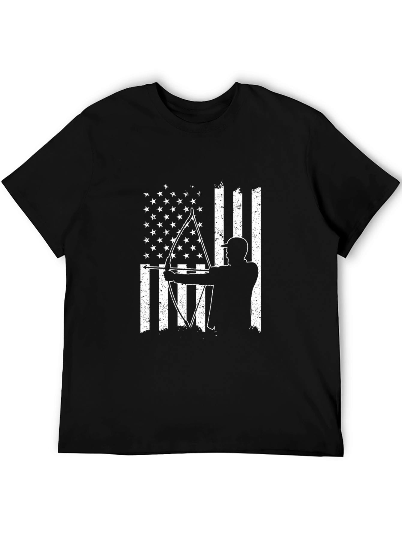 Archery American Flag Mens Black T-Shirt
