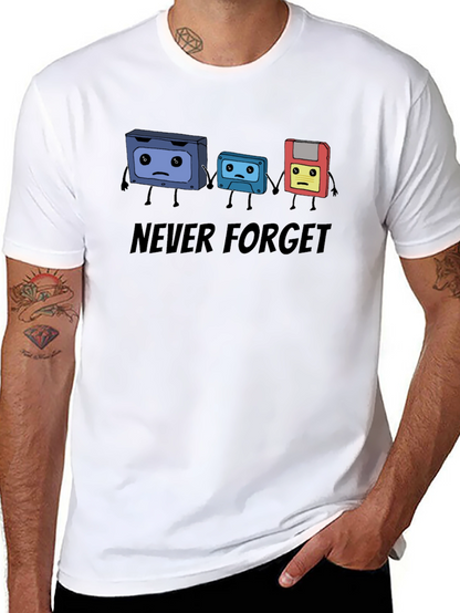 Never Forget Cassette Tape & Floppy Disk T-Shirt